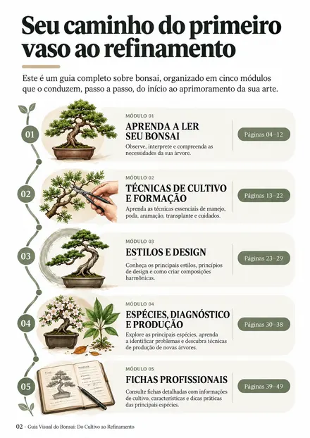 Página do guia: Os cinco módulos do guia